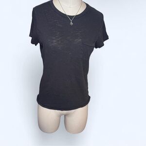Madewell Black Short Sleeve Top basic perfect for layering somewhat sheer